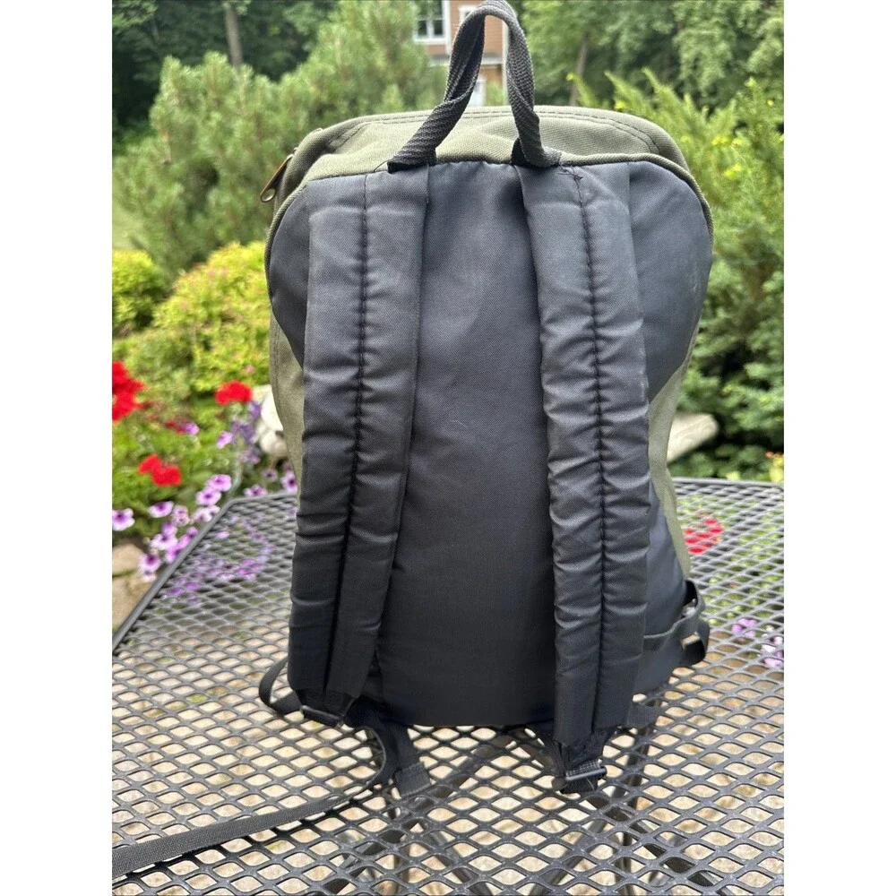 Vintage Jansport Suede Leather Bottom Backpack Green Classic School USA 90s